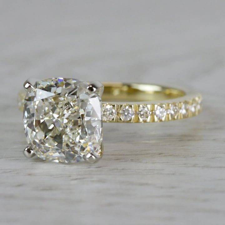 3 Carat Cushion Cut Diamond Ring In Yellow Gold