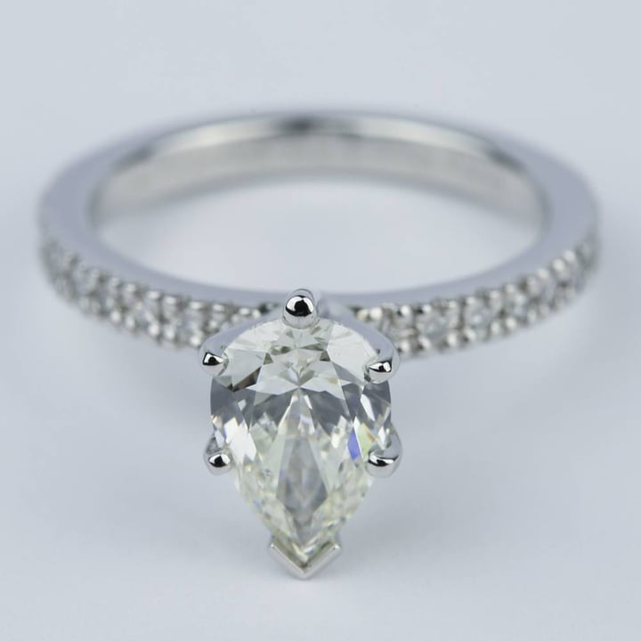 Pear Petite Solitaire Diamond Engagement Ring