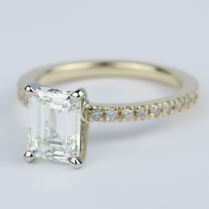 Emerald Cut Petite Pave Engagement Ring (1.72 Carat)