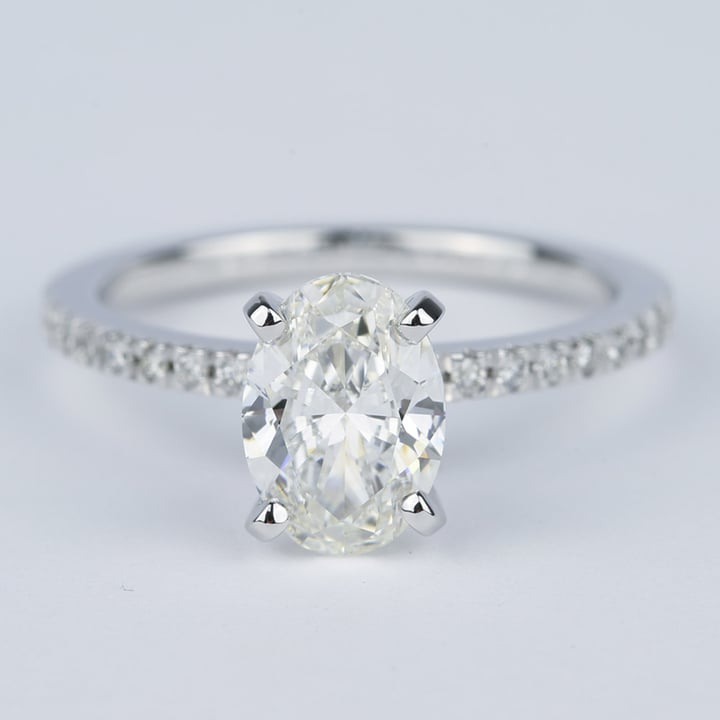 1.80 Carat Oval Diamond Petite Pave Engagement Ring