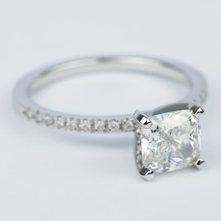 Petite Pave Cushion Diamond Engagement Ring (2.17 ct.)