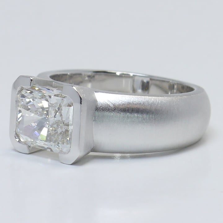 2.8 Carat Radiant Cut Diamond Half Bezel Engagement Ring