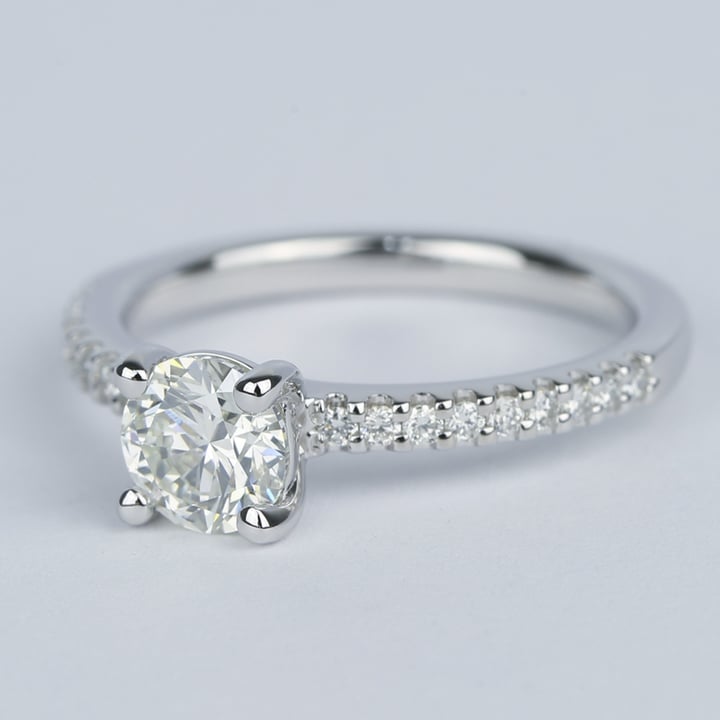 Scalloped Pavé Diamond Engagement Ring In White Gold