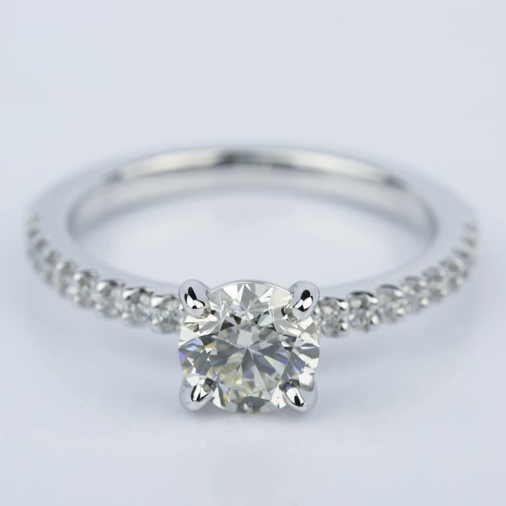 0.75 Carat Diamond Engagement Ring In 14K White Gold