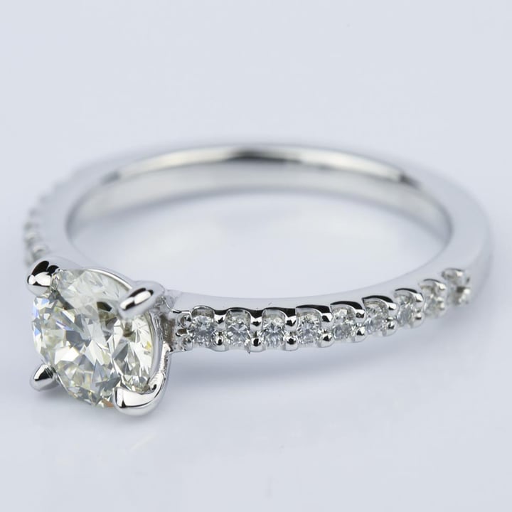 0.75 Carat Diamond Engagement Ring In 14K White Gold