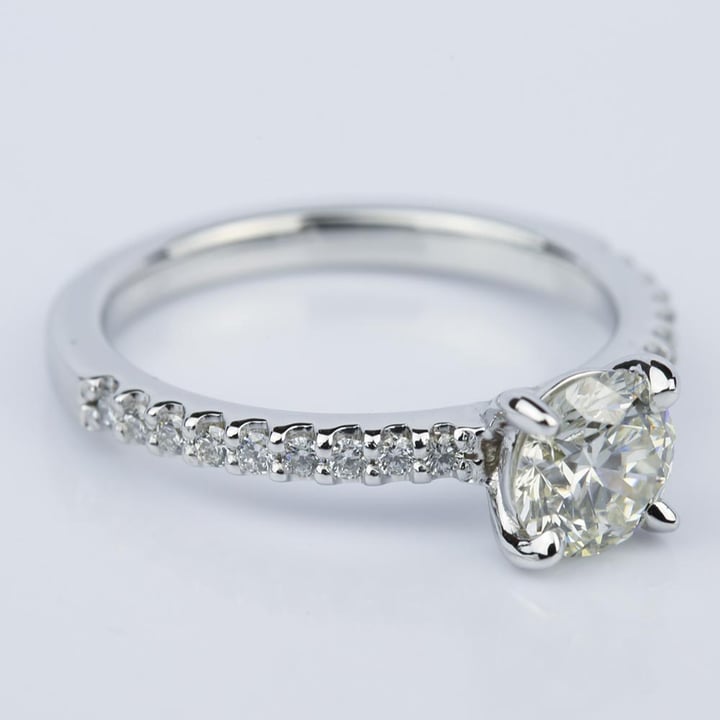 0.75 Carat Diamond Engagement Ring In 14K White Gold