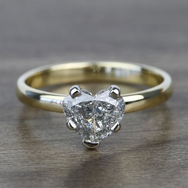 14K White Gold and Heart Shaped Diamond Engagement Ring