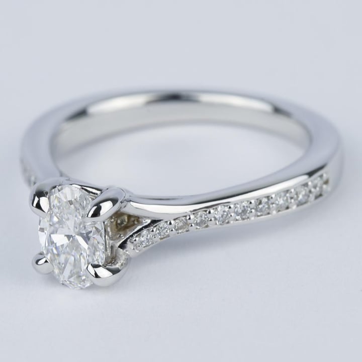 Split Shank Micropave Oval Diamond Engagement Ring (1/2 Carat)