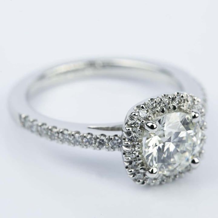 Micro Pave Square Halo Engagement Ring (1.24 Ct.)