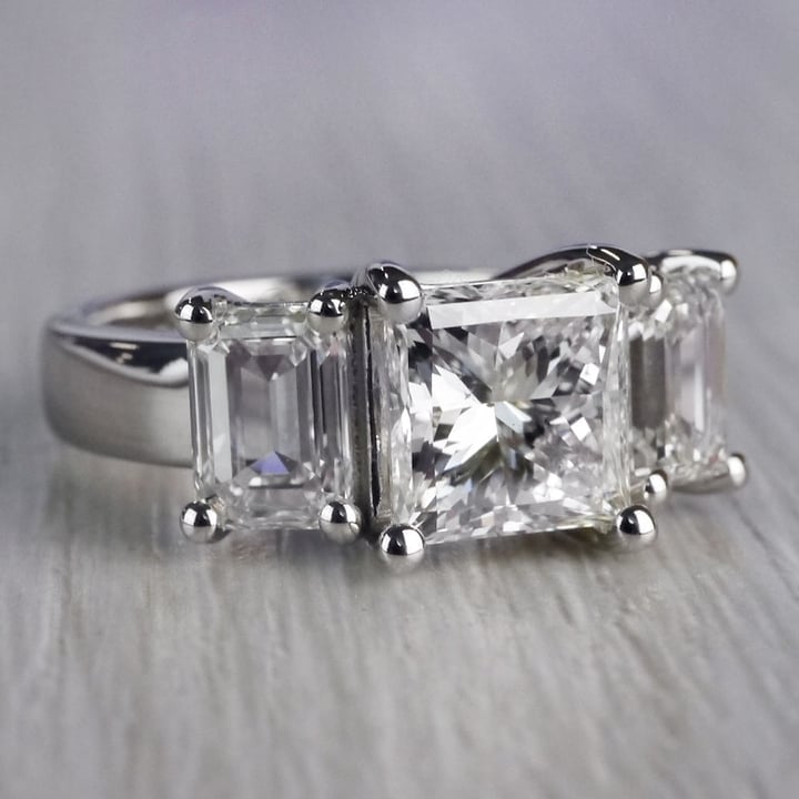 2.5 Ct. Princess Cut Diamond Ring With Side 2 Ct. Diamonds