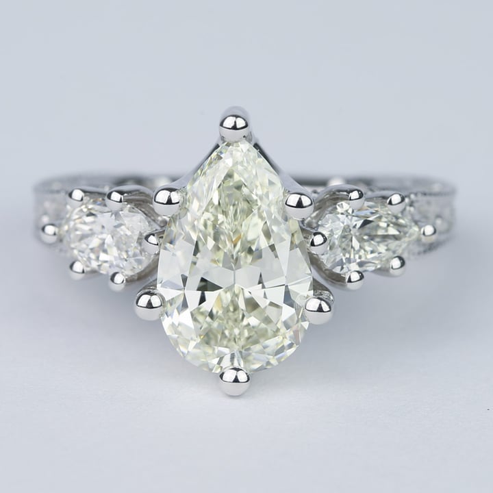 Three-Stone Pear Diamond Vintage Engagement Ring (3 Carat)