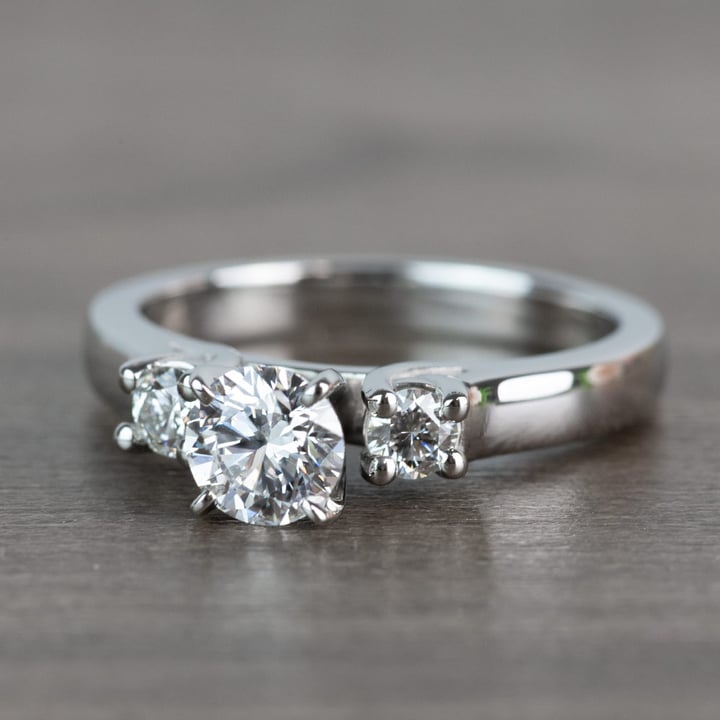 Three-Stone Round Diamond Engagement Ring in Platinum