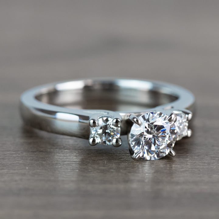 Three-Stone Round Diamond Engagement Ring in Platinum