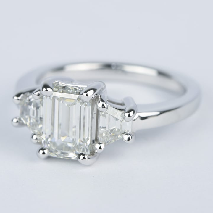 Diamond Engagement Ring with Trapezoid Diamonds