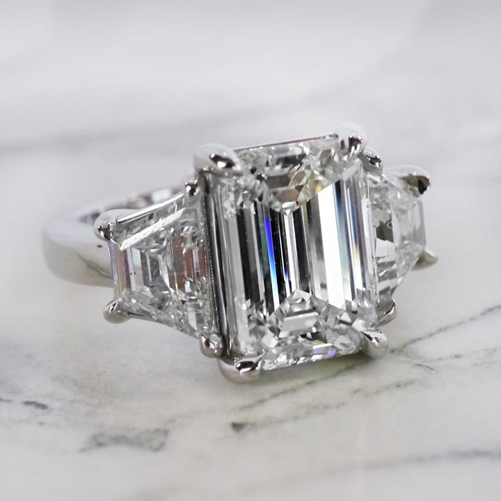 Two Carat Emerald Cut Diamond Ring With Trapezoid Accents