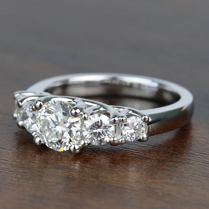 5 Stone Trellis Diamond Ring With 1 Carat Diamond