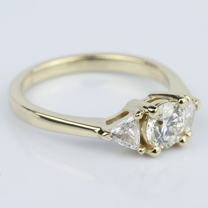 Trillion Three-Diamond Engagement Ring in Yellow Gold (0.72 ct.)