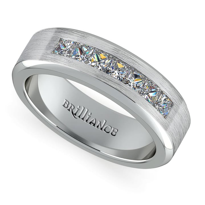 Full Bezel Setting Princess Diamond Mens Ring