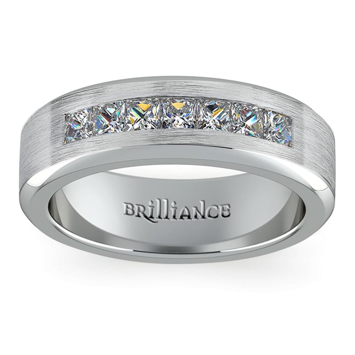 Channel Set Princess Diamond Mens Ring in Platinum (6.5mm)