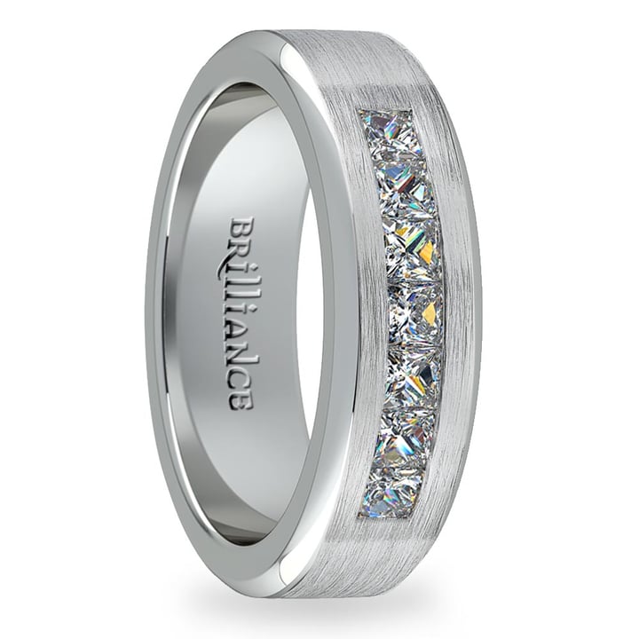 Channel Set Princess Diamond Mens Ring in Platinum (6.5mm)