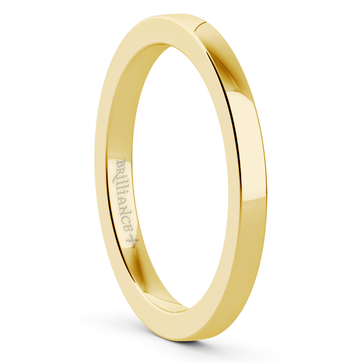 14K Yellow Gold 2.5mm flat comfort fit wedding band