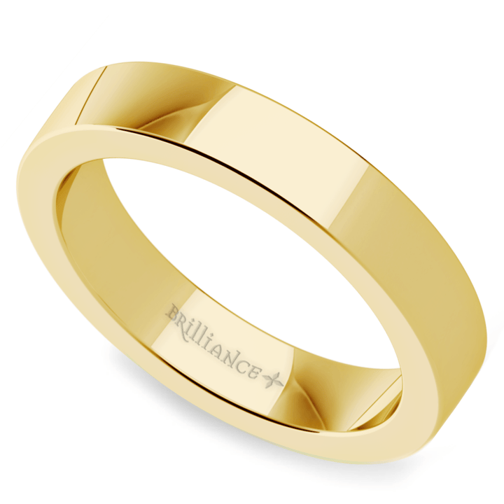 Classic gold wedding band, comfort fit ring, 4 mm width