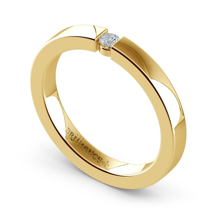 Flat Promise Ring With Round Diamond In Yellow Gold (2.75mm)