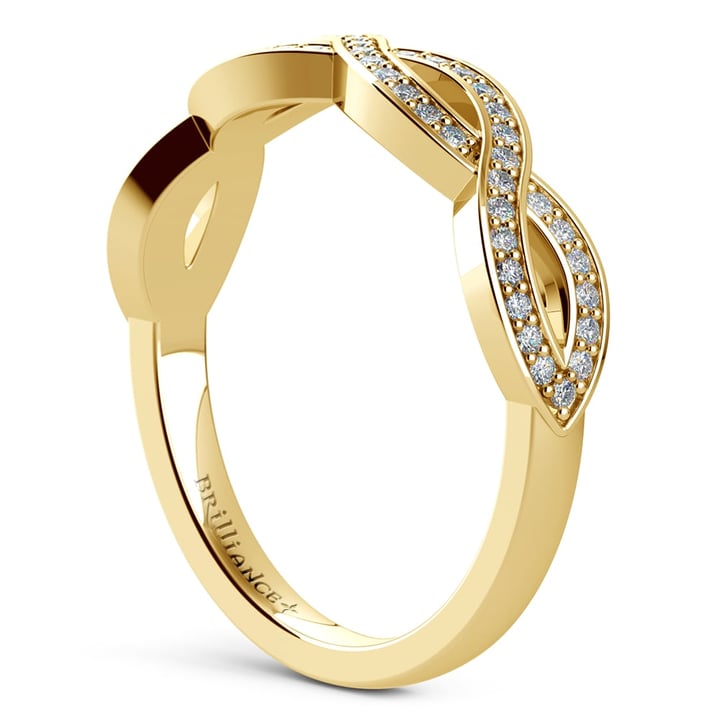 Infinity Twist Diamond Wedding Ring Yellow Gold 4 