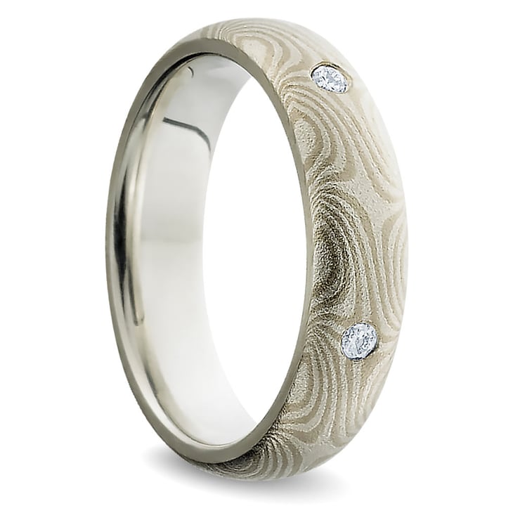 Mens Mokume Gane And Diamond Wedding Band (1/6 Carat)