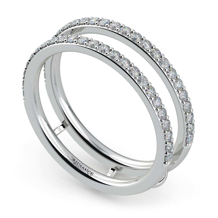 Oval Shaped Baguette & Round Diamond Ring Guard Enhancer 18K