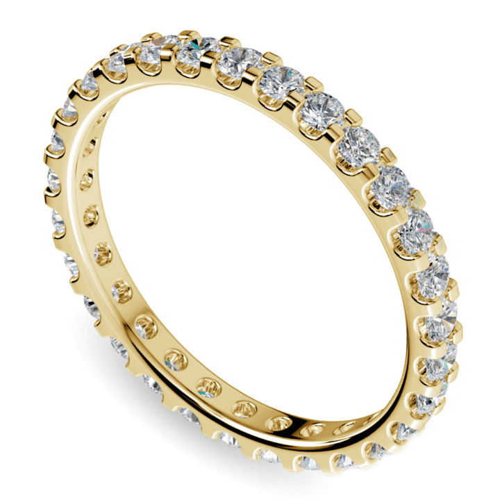 1 Carat Yellow Gold Scalloped Diamond Eternity Ring