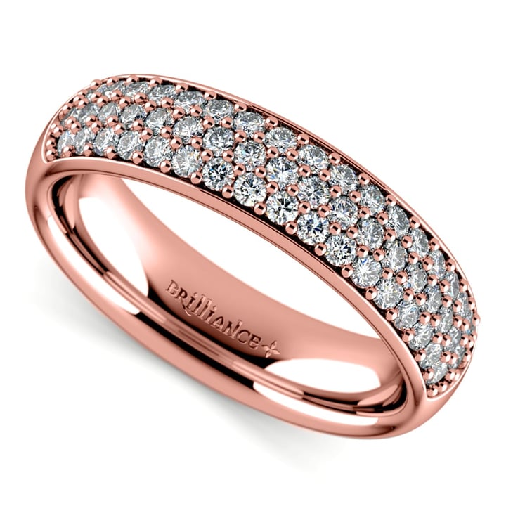 Gem And Harmony 1/2 Carat (ctw) Diamond Two Row Wedding Band Ring in 14K  Rose Gold (SIZE 7)