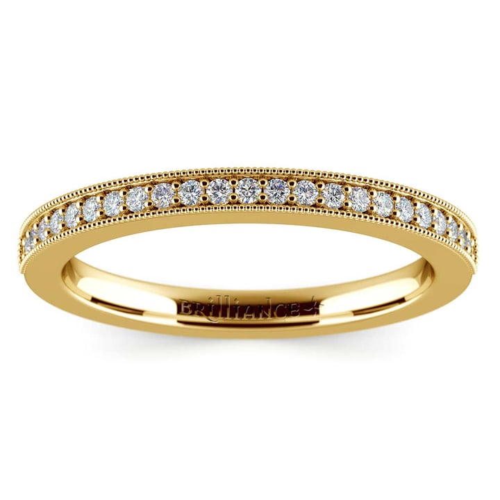 Vintage Gold Diamond Wedding Ring With Milgrain Detailing