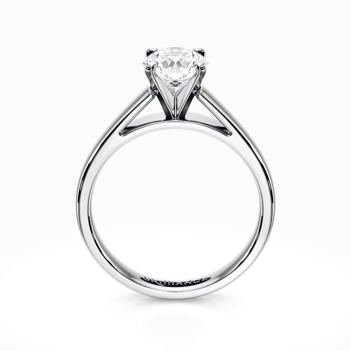 Flat Cathedral Solitaire Engagement Ring in White Gold (3mm)