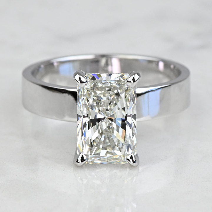 4mm Wide Diamond Engagement Ring In Platinum