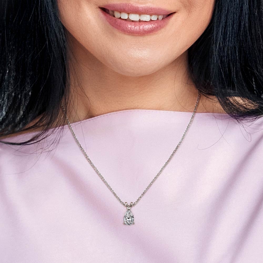 2 Carat Pear Diamond Pendant Necklace In Platinum