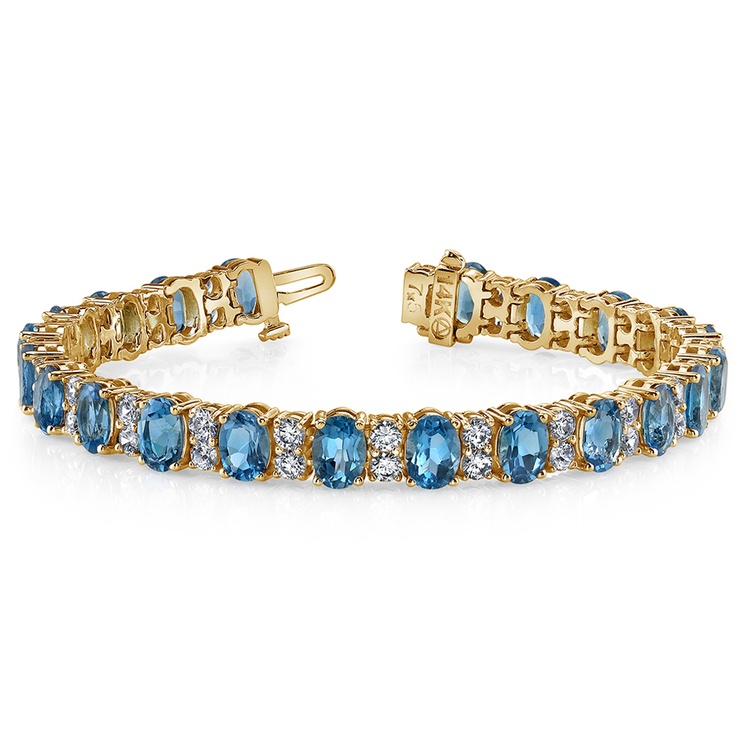 Blue Topaz Bracelet In Yellow Gold | Accent Diamonds