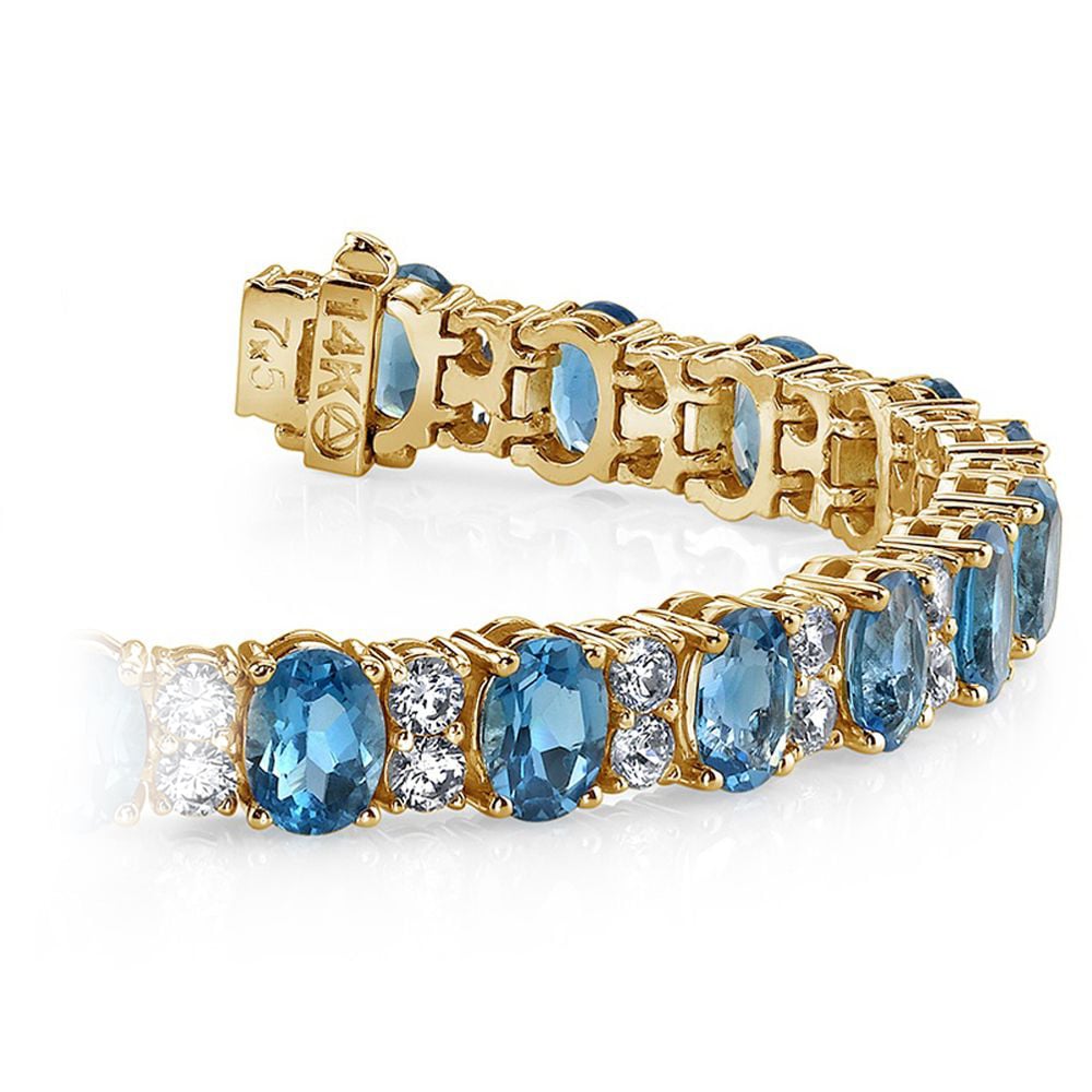 Sloane Street 18kt Yellow Gold Blue Topaz And Diamond Bangle Bracelet