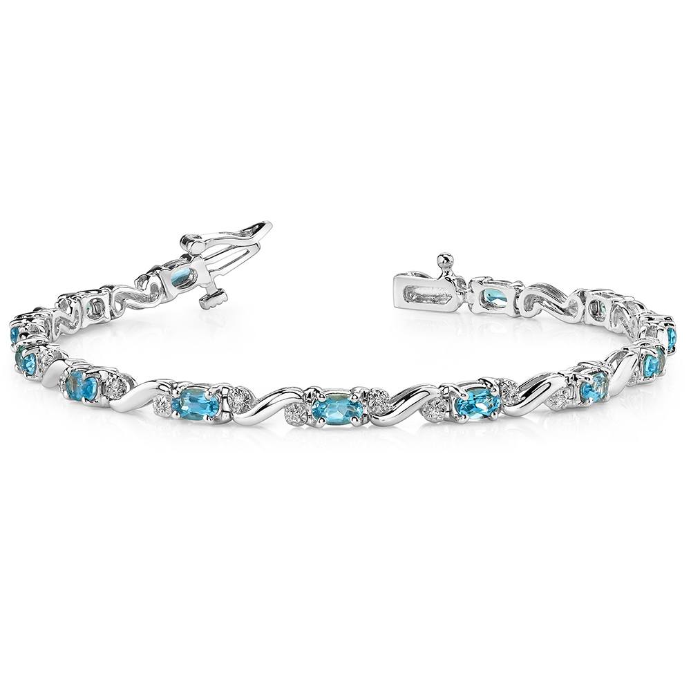 Blue Topaz Bracelet In White Gold | Diamond Accents