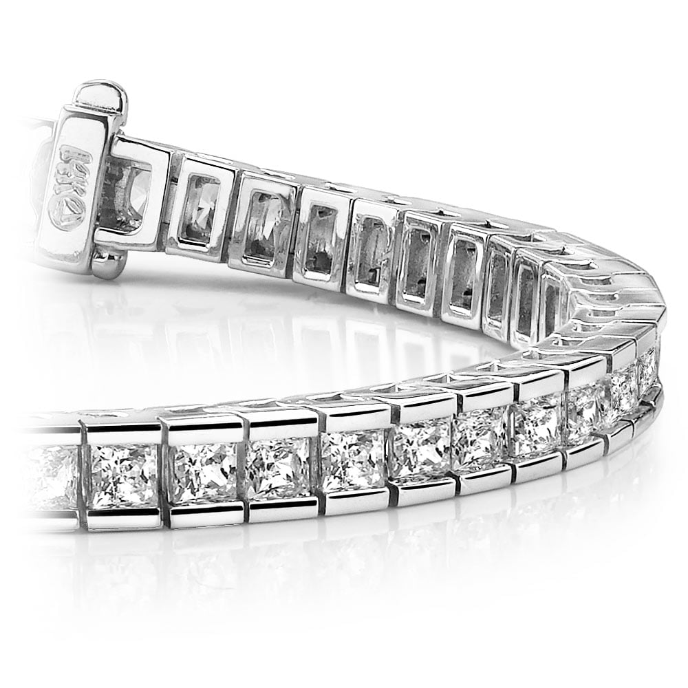 Princess Cut Two Rows Tennis Diamond Bracelet White Gold 18kt – NGDC.LA