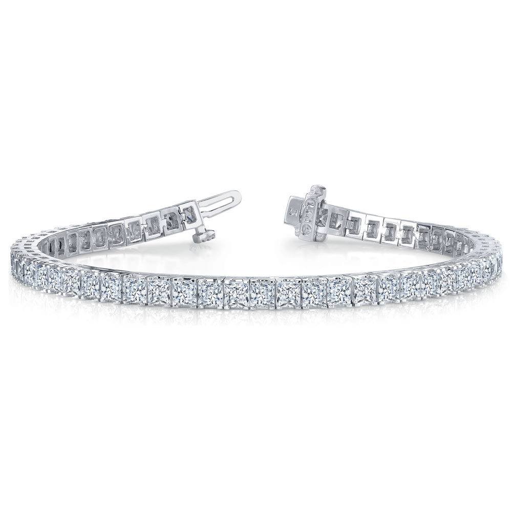 Princess Diamond Line Tennis Bracelet in White Gold (7 1/2 ctw)