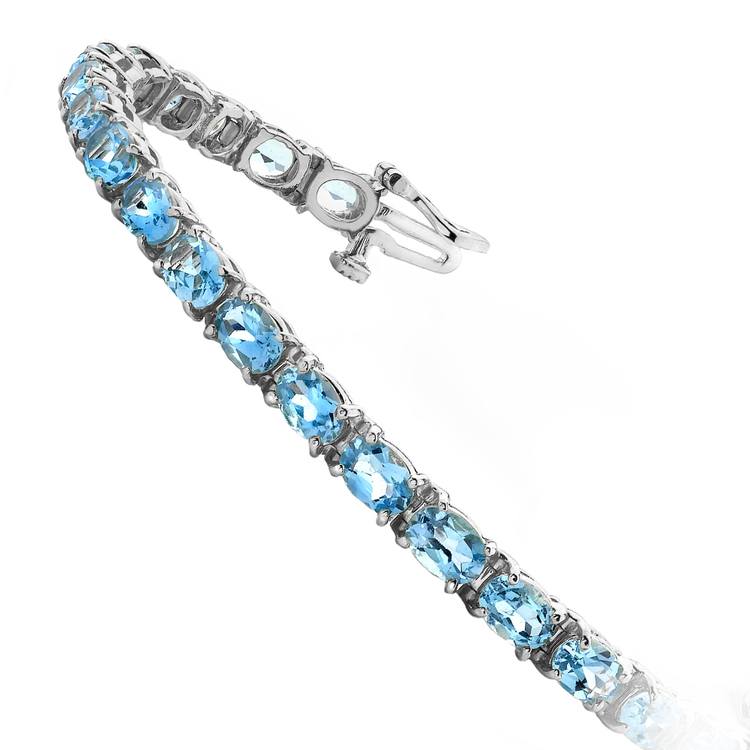 Sky Blue Topaz Bracelet In White Gold (16 Ctw)