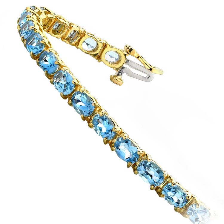 Sky Blue Topaz Gemstone Bracelet in Yellow Gold (16 ctw)