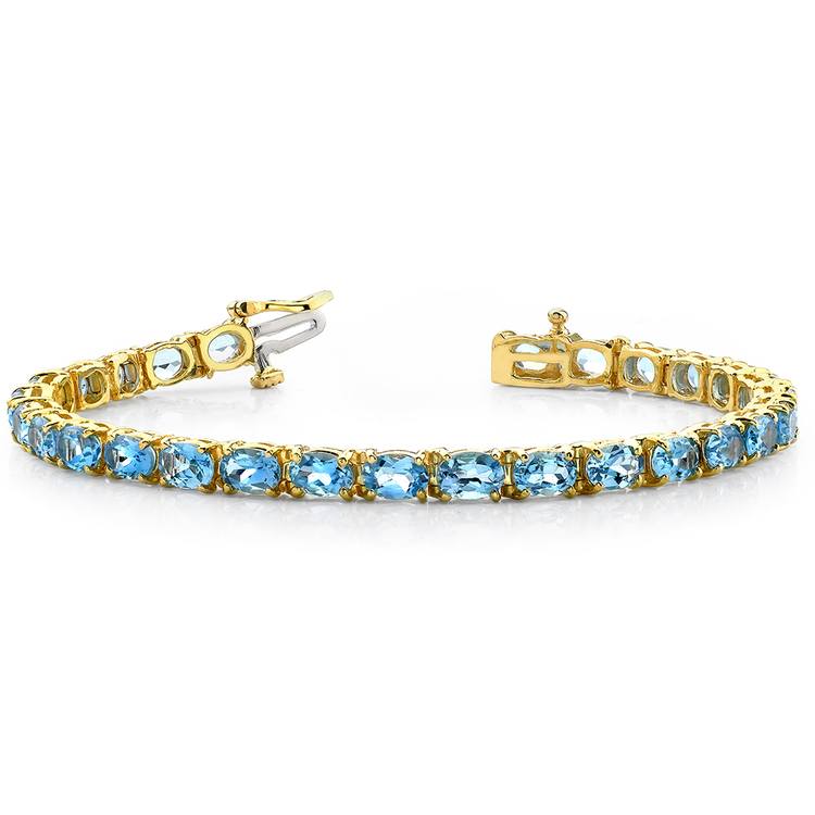 Sky Blue Topaz Gemstone Bracelet in Yellow Gold (16 ctw)