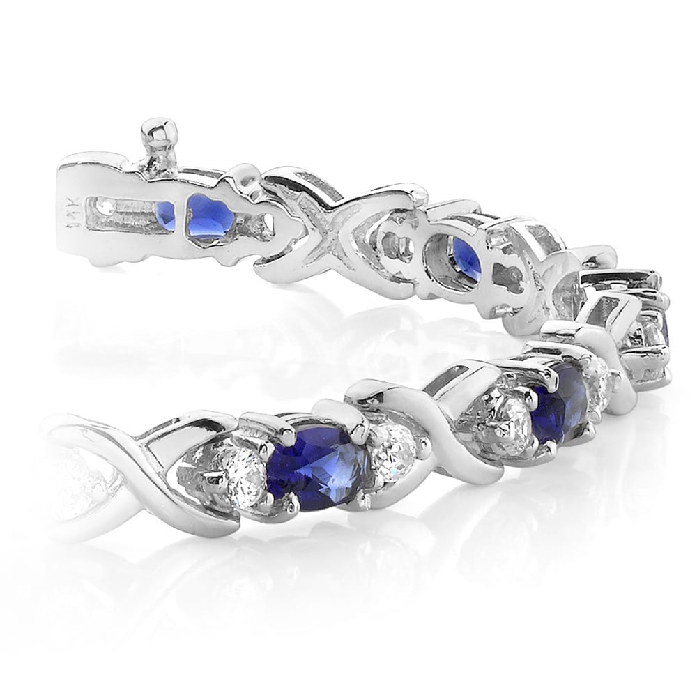 Victorian Diamond Sapphire Twist Bangle Bracelet