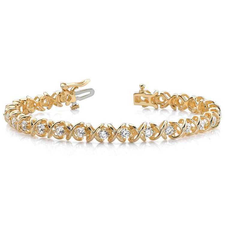 XOXO Diamond Tennis Bracelet In Yellow Gold (1 Ctw)