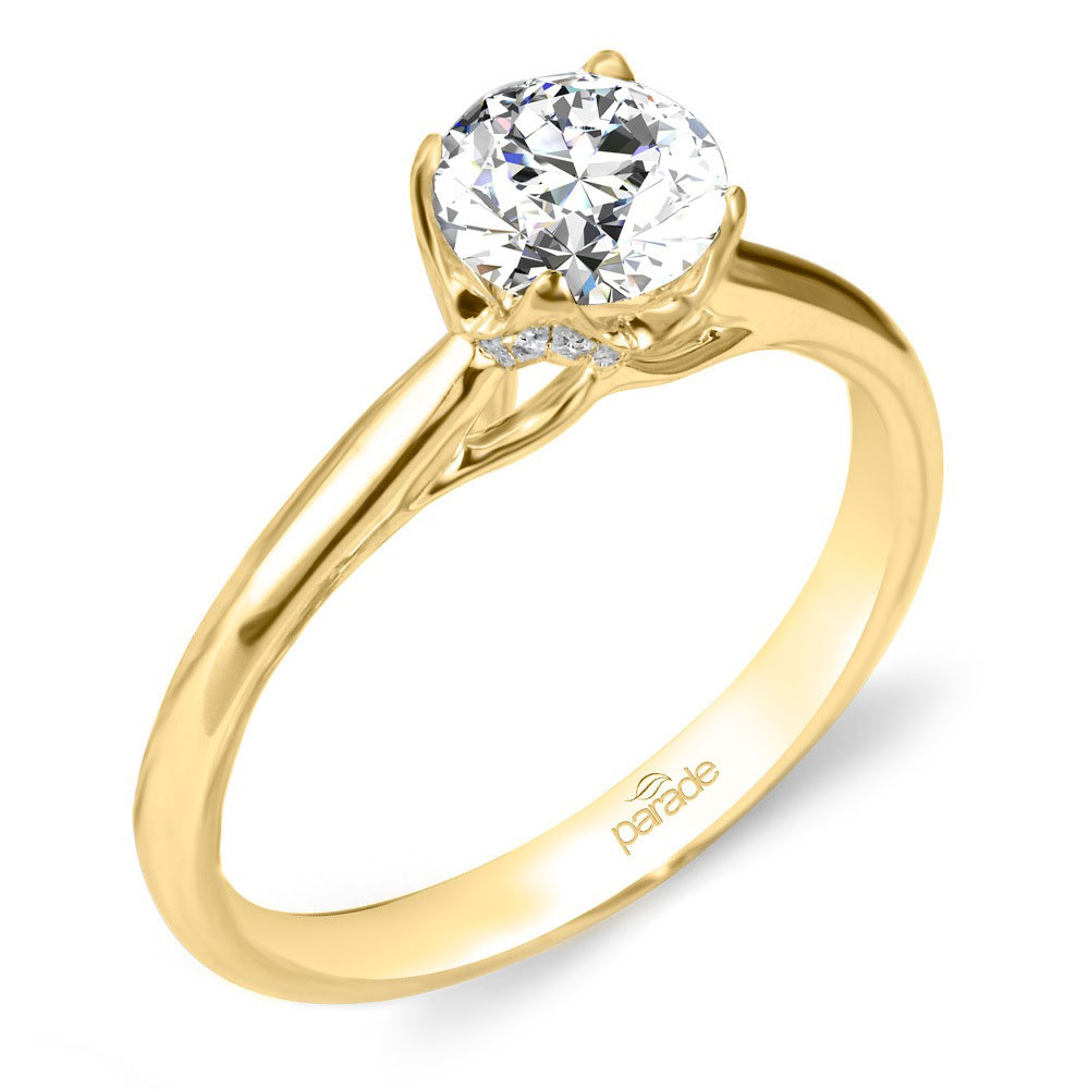 Elegant Blossom Engagement Ring In Yellow Gold