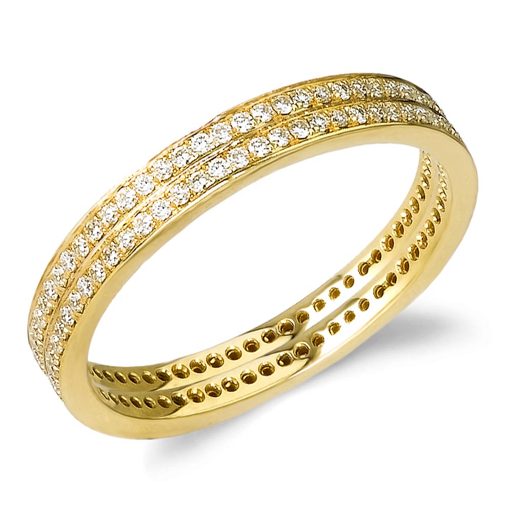 Delicate Gold Eternity Band Set With Pave Diamonds