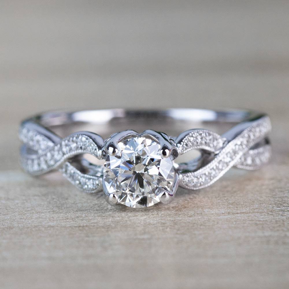 Twisted Split Shank Diamond Ring - Lyria Crown in White Gold