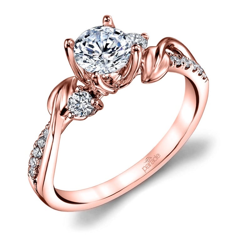 New Leaves Diamond Engagement Ring With Lyria Crown In Rose Gold By Parade